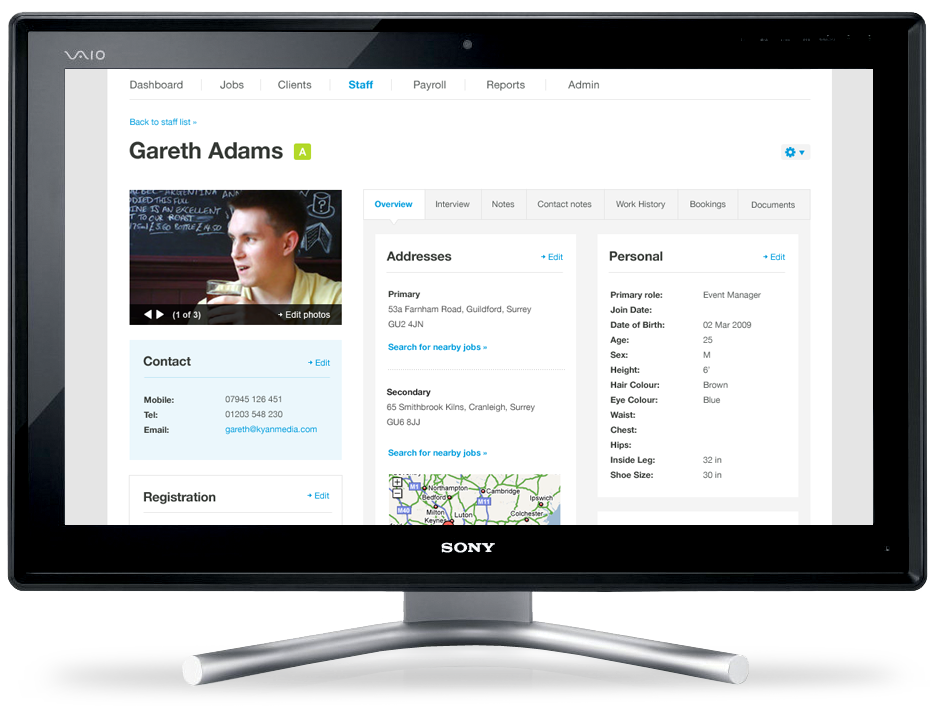 Large screenshot of Staffy app